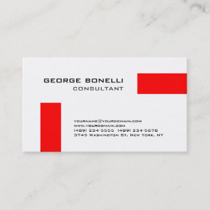 Trendy Red Strip White Consultant Business Card Visitenkarte