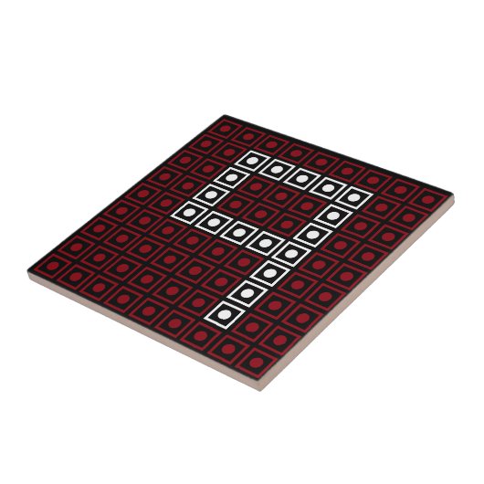 Trendy Red, White & Black 8-Bit LED Pixel Number 9 Fliese (Seite)