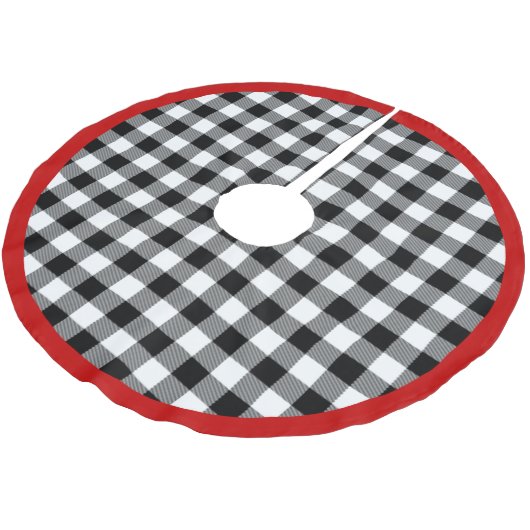 Trendy Red White Black Lumberjack Buffalo Kariert Polyester Weihnachtsbaumdecke (Schrägansicht)
