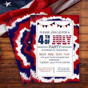 Trendy Red, White & Blue 4. Juli Party Einladung