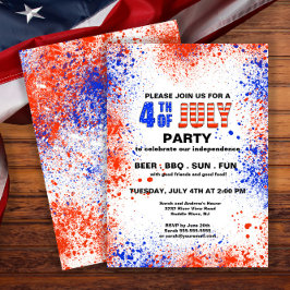 Trendy Red, White & Blue 4. Juli Party Einladung