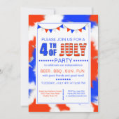 Trendy Red, White & Blue 4. Juli Party Einladung (Vorderseite)