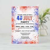Trendy Red, White & Blue 4. Juli Party Einladung (Stehend Vorderseite)