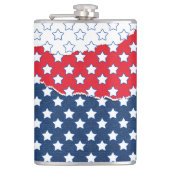 Trendy Red White & Blue Stars America Flag Muster Flachmann (Vorderseite)