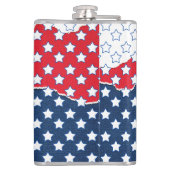 Trendy Red White & Blue Stars America Flag Muster Flachmann (Rückseite)