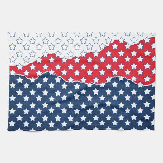 Trendy Red White & Blue Stars America Flag Muster Geschirrtuch (Horizontal)