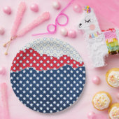 Trendy Red White & Blue Stars America Flag Muster Pappteller (Party)