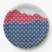 Trendy Red White & Blue Stars America Flag Muster Pappteller (Vorderseite)