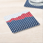 Trendy Red White & Blue Stars America Flag Muster Rechteckiger Pappuntersetzer (angewinkelt)