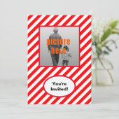 Trendy Red White Candy Geburtstagsparty Einladung (Stehend Vorderseite)