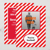 Trendy Red White Candy Geburtstagsparty Einladung (Vorne/Hinten)