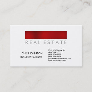 Trendy Red White Creative Agent Business Card Visitenkarte