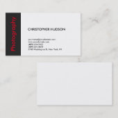 Trendy Red White Dark Gray Fotografy Visitenkarte (Vorne/Hinten)