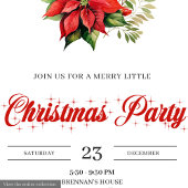 Trendy Red White Poinsettia Holiday Party Invites Einladung