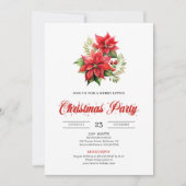 Trendy Red White Poinsettia Holiday Party Invites Einladung (Vorderseite)
