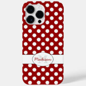 Trendy Red White Polka dots Monogram Case-Mate iPhone Hülle (Rückseite)