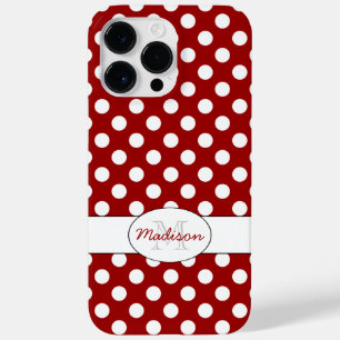 Trendy Red White Polka dots Monogram Case-Mate iPhone Hülle