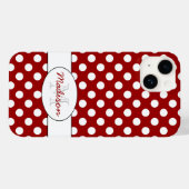 Trendy Red White Polka dots Monogram Case-Mate iPhone Hülle (Rückseite (Horizontal))