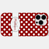 Trendy Red White Polka Dots Muster Monogram Case-Mate iPhone Hülle (Rückseite (Horizontal))