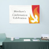 Trendy Red Yellow Fire and Dove Confirmation Banner (Messeveranstaltung)