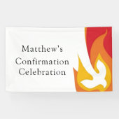 Trendy Red Yellow Fire and Dove Confirmation Banner (Horizontal)