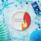 Trendy Red Yellow Fire and Dove Confirmation Pappteller (Party)