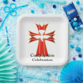 Trendy Red Yellow Fire and Dove Cross Bestätigung Pappteller (Party)