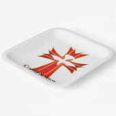 Trendy Red Yellow Fire and Dove Cross Bestätigung Pappteller (Gewinkelt)