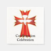 Trendy Red Yellow Fire Cross Taube Confirmation Ni Serviette (Vorderseite)