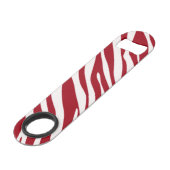 Trendy Red Zebra Animal Sripes Speed Flaschenöffner (Rückseite Schrägansicht)