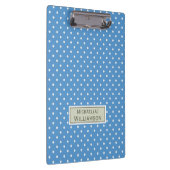 Trendy Regatta Blue White Polka Dot Custom Muster Klemmbrett (Rechts)