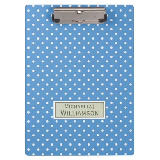 Trendy Regatta Blue White Polka Dot Custom Muster Klemmbrett (Vorderseite)