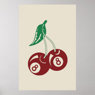 Trendy Retro 8 Ball Cherries Poster