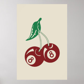 Trendy Retro 8 Ball Cherries Poster