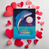 Trendy Retro 90er Dolphin Class Valentines Card Mitteilungskarte