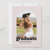 Trendy Retro Abschluss Ankündigung in Blush (Vorderseite)