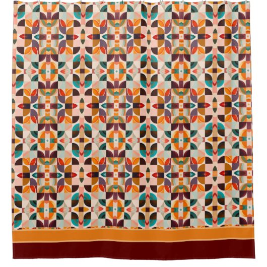 Trendy Retro Abstrakt Squares Collection Duschvorhang (Vorderseite)