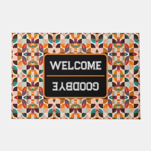 Trendy Retro Abstrakt Squares Collection Fußmatte (Vorderseite)