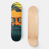 Trendy Retro Bitcoin Eyes Bartded Man Skateboard (Vorderseite)