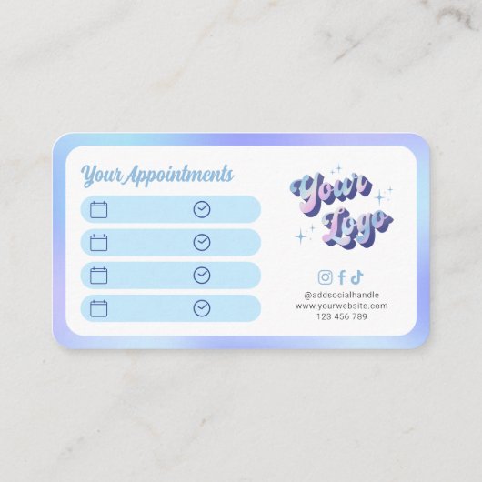 Trendy Retro Blue Hair Spa Lash Beauty Salon Logo Terminkarte (Rückseite)