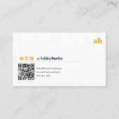 Trendy Retro Blue & Orange QR Code Social Media Visitenkarte (Rückseite)