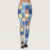 Trendy Retro Blue Orange und Gelb Circles Design Leggings (Rückseite)