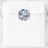 Trendy Retro Blue Orange und Gelb Circles Design Runder Aufkleber (Tasche)