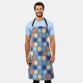 Trendy Retro Blue Orange und Gelb Circles Design Schürze (Getragen)