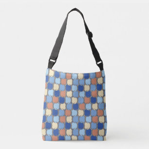 Trendy Retro Blue Orange und Gelb Circles Design Tragetaschen Mit Langen Trägern