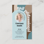 Trendy Retro Blue & Taupe Nail Kunstmuseum Visitenkarte (Vorderseite)