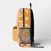 Trendy Retro-Blume in Orange & Pink Personalisiert Bedruckter Rucksack (Rechts)