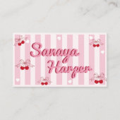 Trendy Retro Boho Cherry Coquette Business Card Visitenkarte (Vorderseite)