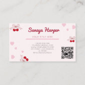 Trendy Retro Boho Cherry Coquette Pink Muster Visitenkarte (Rückseite)