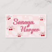 Trendy Retro Boho Cherry Coquette Pink Muster Visitenkarte (Vorderseite)